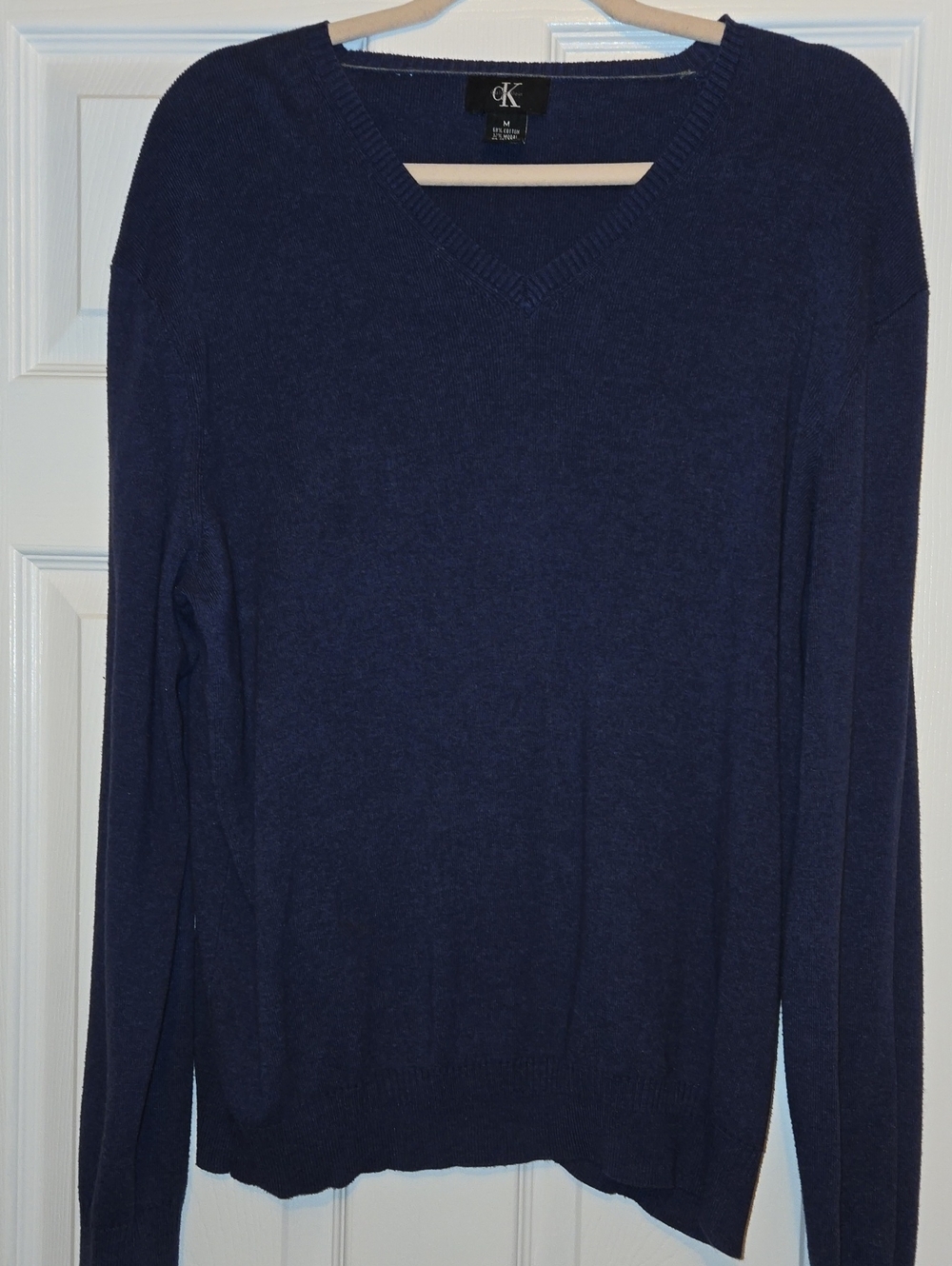 Y2K VINTAGE Calvin Klein Men’s V-Neck Sweater - Navy Blue